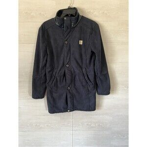 Carhartt Women's Sz M Blue Sherpa lined Fleece Anorak Jacket Faux Leather Trim